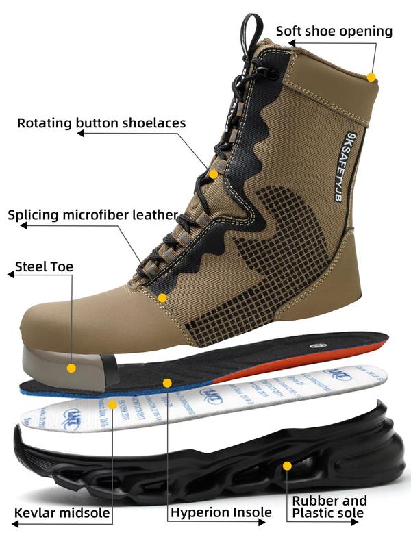 Men's Anti-smashing & Anti-piercing Safety Boots for Outdoor Activities, Comfortable and Fatigue-free Standing Shoes, Outdoor Hiking Shoes