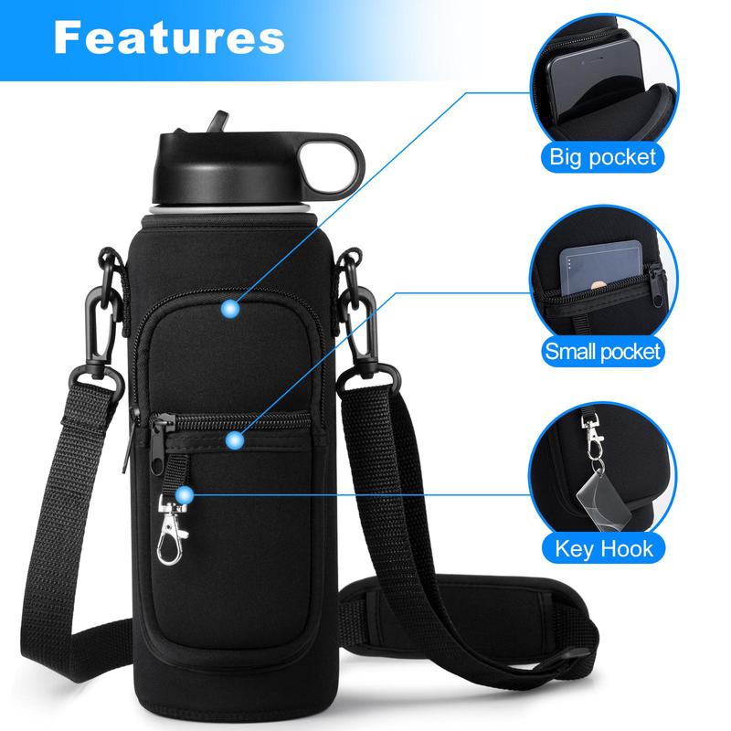 Water Bottle Holder with Strap, Water Bottle Carrier Sling Bag with Phone Pocket without Bottle, Insulated Bottle Carrier Sling Bag for Outdoor Walking Hiking Storage