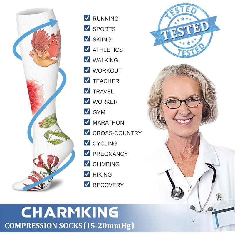 6 Pairs-Compression Socks for Women & Men Circulation Best Support for Nurses, Running, Athletic,Flight Travel