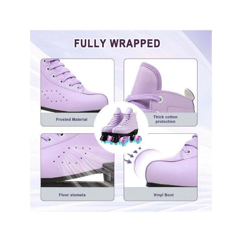 Gets Roller Skates For Women And Men PU Leather High-Top Shoes Classic Double-Row Roller Skates Four-Wheel Roller Skates For Men Girls Unisex