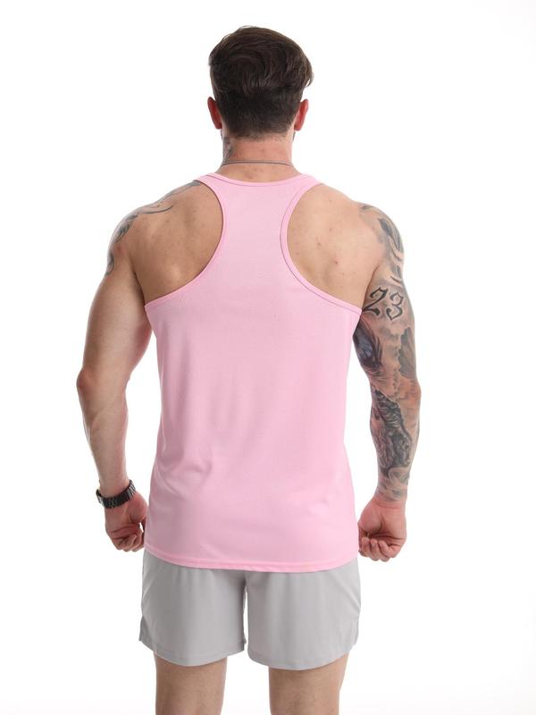 Men's Regular Fit Solid Scoop Neck Sports Tank Top, Quick Drying Comfortable Sports Top for Gym Workout Running, Casual Men's Sportswear for Summer, Gym Clothing Men