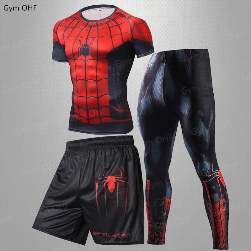 Explosion Avengers Spider-Man 3D Printing Tight Sports Tight Fitness 2 3 4 Piece Set Suit