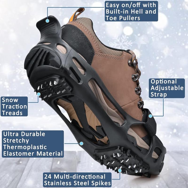 Ice Cleats Snow Traction Cleats for Walking on Snow and Ice Women Men Winter Outdoor Anti Slip Crampons Ice Cleats for Hiking Snow Boots Shoes