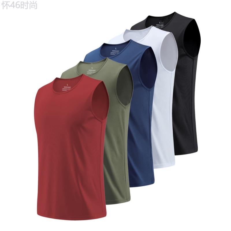 5pcs Mens Ultimate Quick-drying Breathable Tank Top - Super Lightweight & Moisture-Wicking - Perfect for Summer Gym, Fitness, & Running