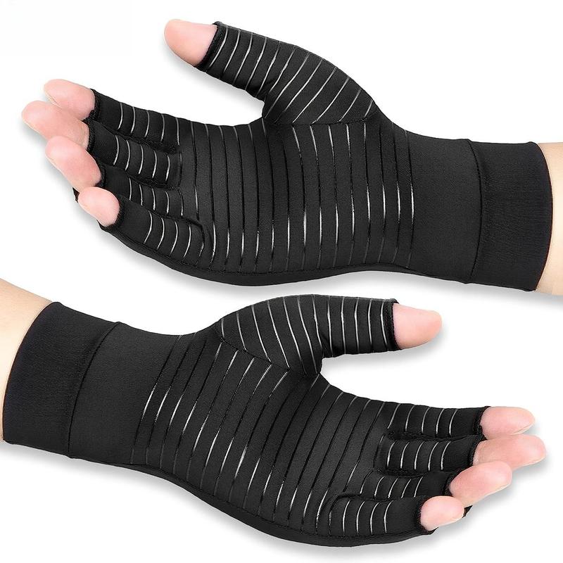 Half Finger Sports Gloves, 1 Pair Copper Compression Gloves, Fingerless Gloves, Unisex Gloves for Cycling, Biking, Driving, Exercise, Training, Fitness, and Outdoor Activities