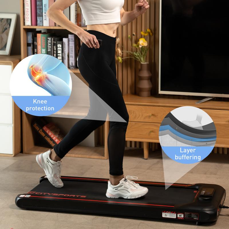 Ultra Quiet & Thin Under Desk Walking Treadmill: Portable, Speed Adjustable with APP, Comprehensive LCD and Calorie Monitor, Perfect for Home Office