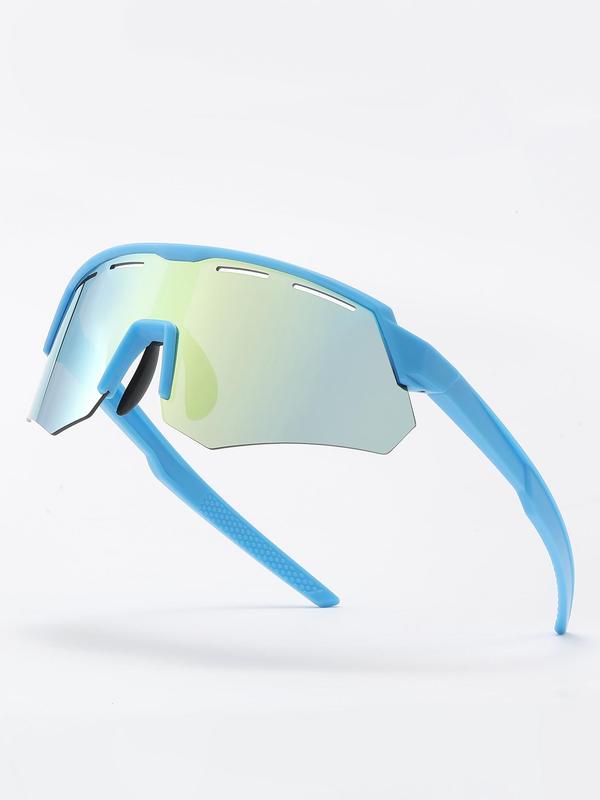 Unisex Sporty Ombre Design Half Frame Sunglasses, Sport UV400 Non-Slip Cycling Sunglasses, Sport Eyewear for Men Women