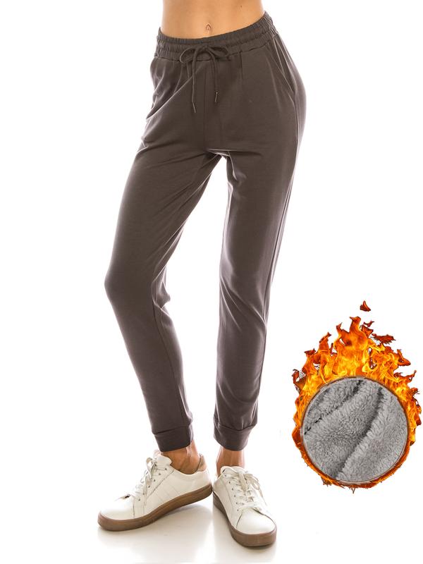 The12th Women's Soft Fleece Pockets Drawstring Jogger Elastic Waist Premium Warm Track Breathable Comfortable Sweatpants