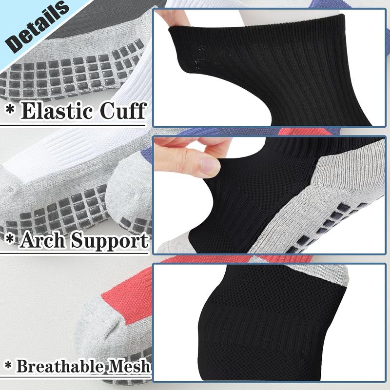 Grip Soccer Socks Cushioned Football Socks Non Slip Crew Socks Cotton Athletic Socks for Youth Boys Girls