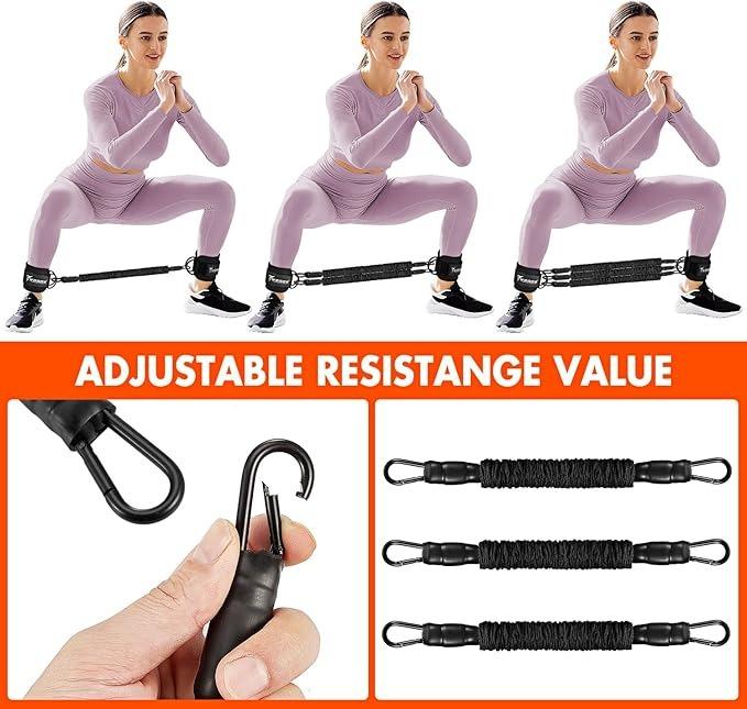 Ankle Resistance Bands with Cuffs, Ankle Bands for Working Out, Glutes Workout Equipment, Butt Exercise Equipment for Kickbacks Hip Fitness Training, Legs Resistance Bands for Women & Men