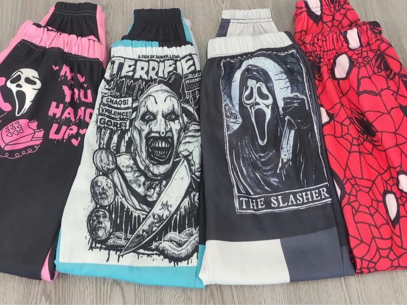 Is this Scary Movie - Purple, Halloween Jogger Pants, Horror Movie Pants, Christmas Pants, santa Jogger spooky , Horror Patchwork Sweatpants