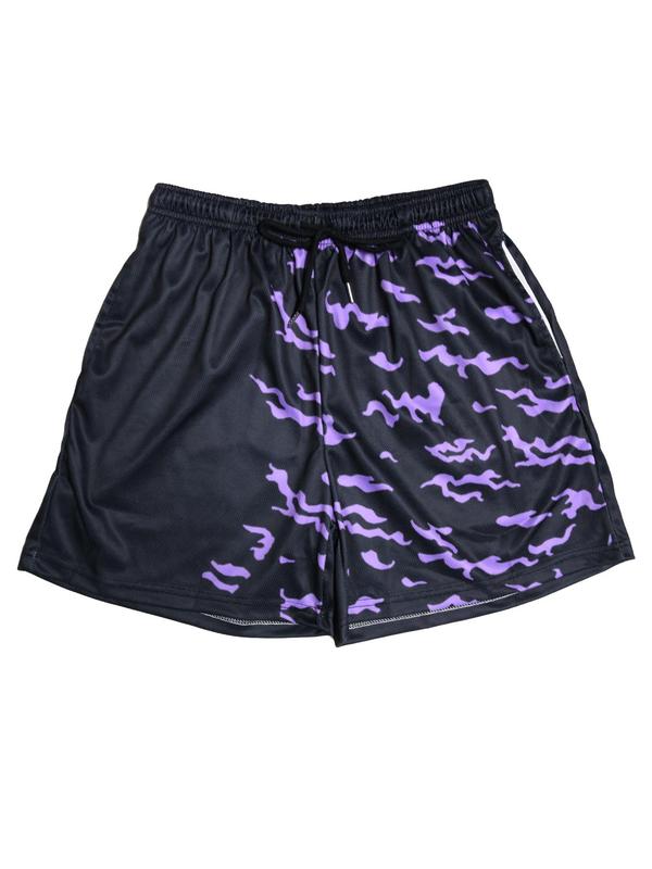 Men's All Over Print Drawstring Waist Shorts, Casual Pocket Tie Front Track Shorts for Summer, Shorts for Men, Fashion Men's Bottoms for Gym Workout Running