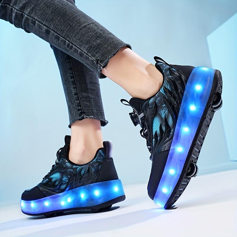 Fashion Roller Shoes With Rotating Buckle, Comfy Detachable Wheel Skate Sneakers For Outdoor