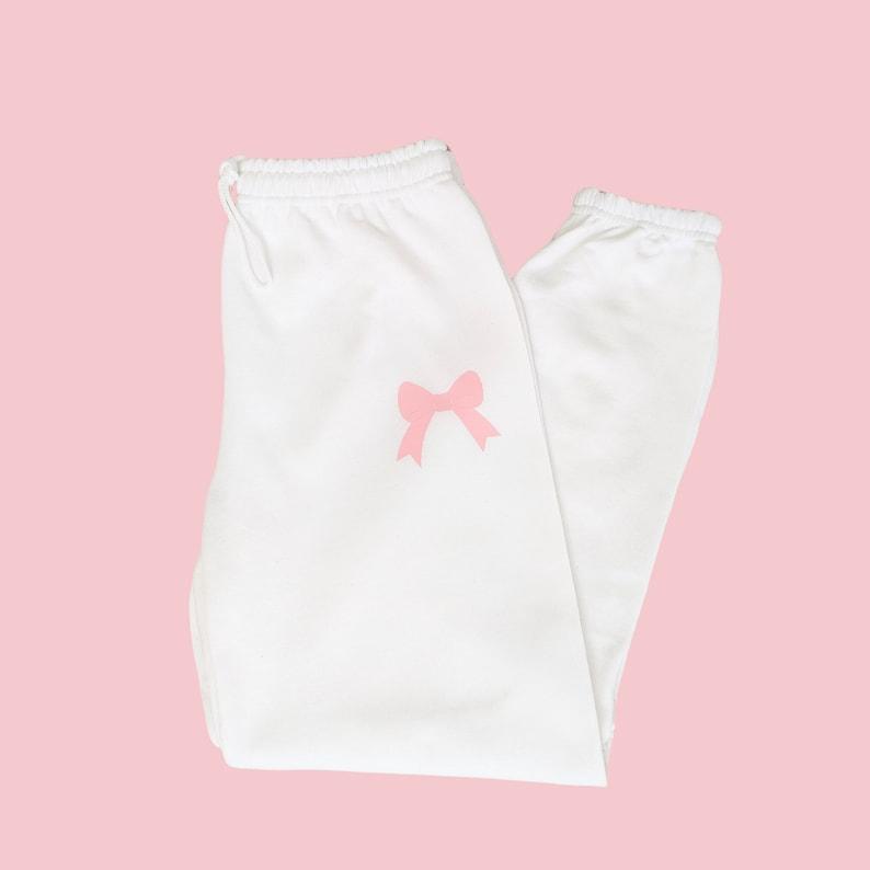 Soft Girl Era Sweatpants Preppy Sweats Coquette Pink Bow Trendy Sweatpants Ribbon Girlie Cute Pink Bow Joggers Preppy Sweatpant Lounge Pants