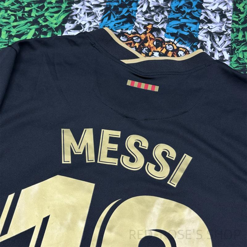 Nike 2021 Barcelona Away Black and Gold Fan Edition Jersey #10 Lionel Messi Soccer Jersey