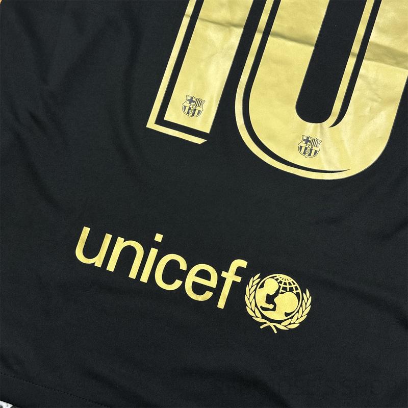 Nike 2021 Barcelona Away Black and Gold Fan Edition Jersey #10 Lionel Messi Soccer Jersey