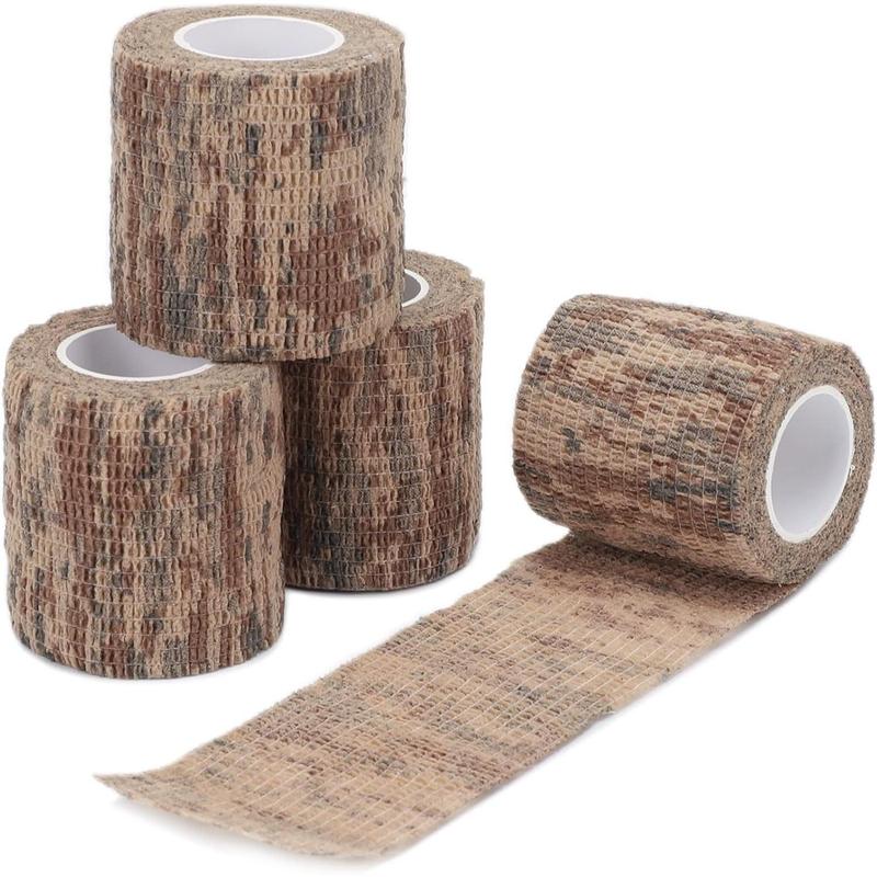 4 Roll Camo Tape Wrap, Camouflage Self-Adhesive Camo Stick Bandage for Outdoor Sports Climbing Camping, 2in x 14.76ft for Range Finder Camera Flashlight Bicycle