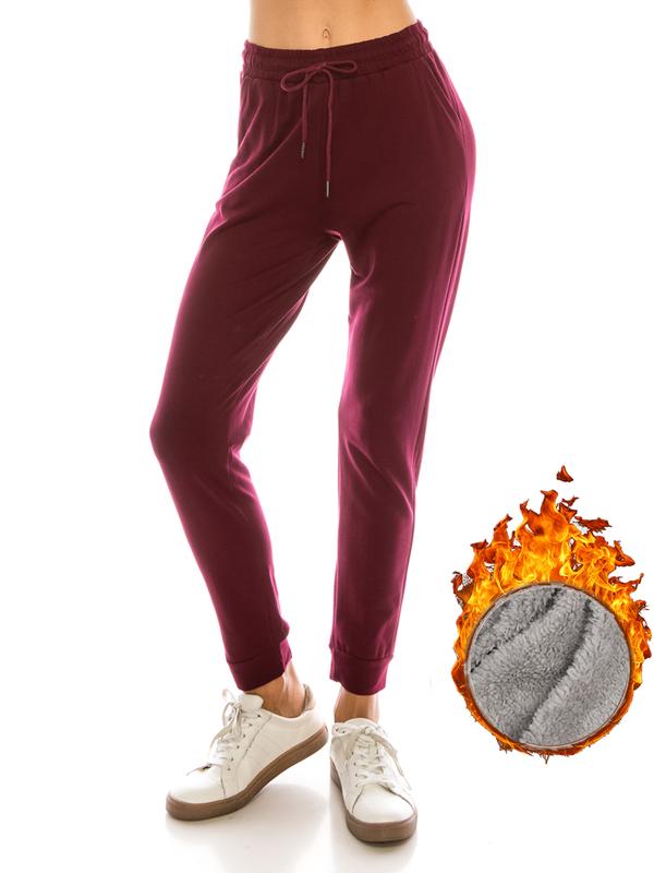 The12th Women's Soft Fleece Pockets Drawstring Jogger Elastic Waist Premium Warm Track Breathable Comfortable Sweatpants