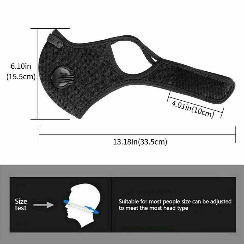 2- Pack Cycling Riding Reusable Dust Face Mask with Breathing Valve PM2.5 Carbon Filter