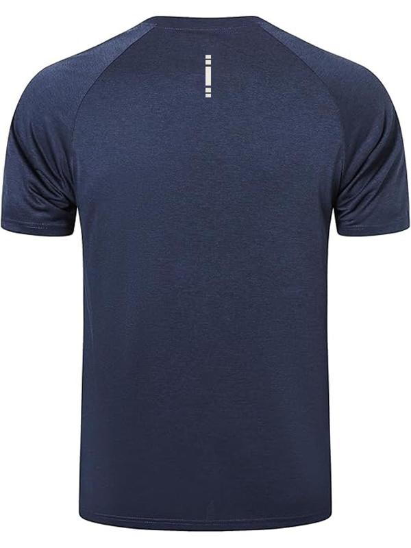 Men's Solid Color Round Neck Sports Tee, Quick Drying Breathable Short Sleeve T-shirt, Men's T-shirts, Casual Sporty Top for Gym Exercise & Running