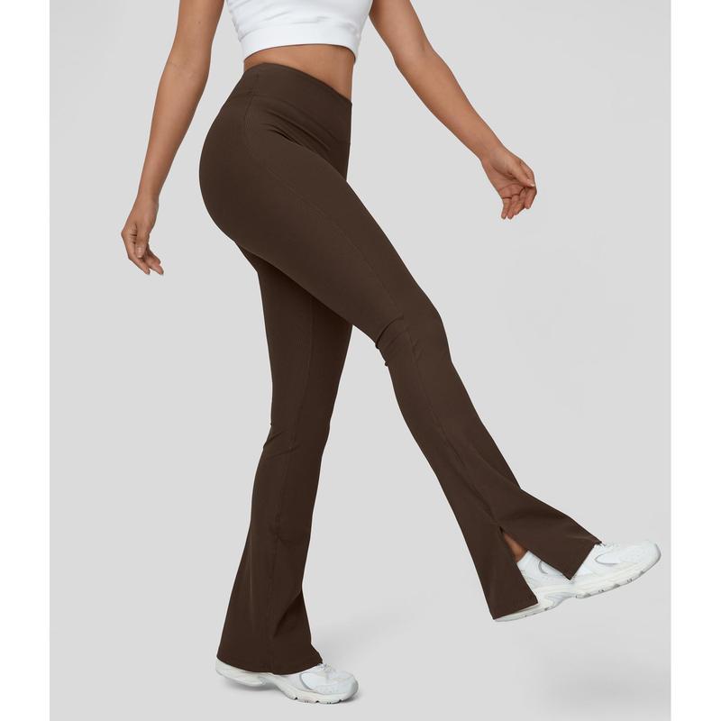 Halara Ribbed High Waisted Split Flared Yoga Full Length Leggings