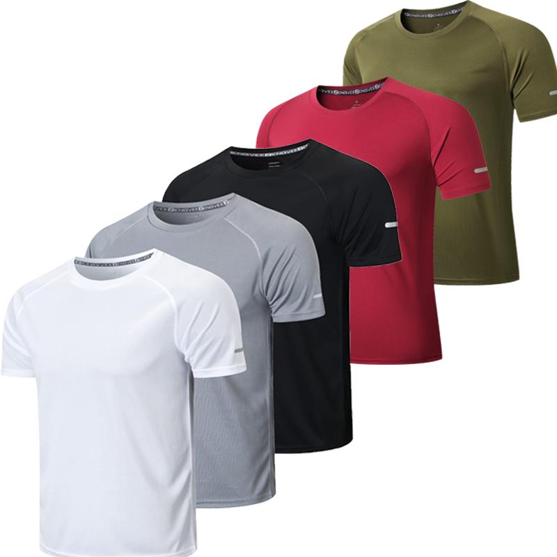 3 5 7PCS Men's Plain Round Neck Regular Sleeve,Spring Sportswear, Compression Shirts,QuickDrying T-shirt,Back To School Tops