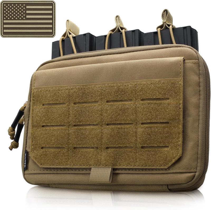 Molle Admin Pouch of Kangaroo Style, Tactical Utility Tool Pouch with Mag Zipper Strip Insert Modular EDC Medical Bag Organizer Attachment Patch Included