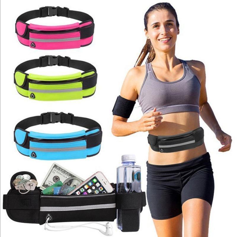 Running Waist Bag, 1 Count Waterproof Outdoor Sports Phone Storage Bag, Reflective Night Running Waist Bag for Fitness Men Women