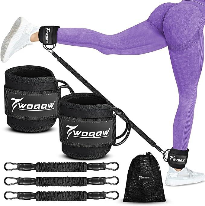 Ankle Resistance Bands with Cuffs, Ankle Bands for Working Out, Glutes Workout Equipment, Butt Exercise Equipment for Kickbacks Hip Fitness Training, Legs Resistance Bands for Women & Men