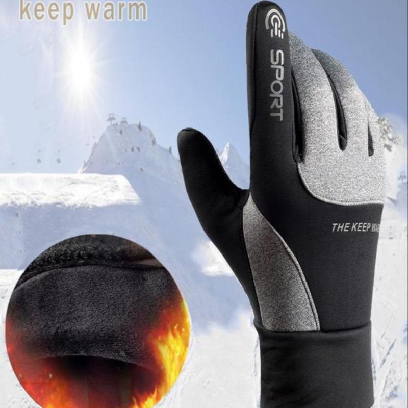 Winter Warm Gloves, 1 Pair Touch Screen Waterproof Windproof Anti-slip Heating Gloves, Outdoor Sports Gloves for Hiking Driving Running Cycling, Christmas Gift