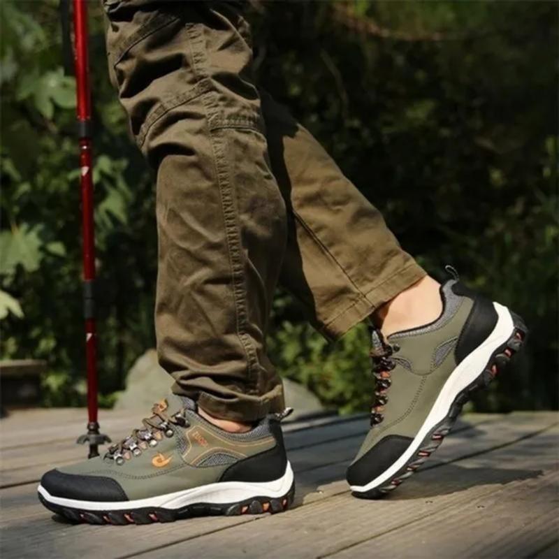 Men Casual Running Camping Shoes Leather Outdoor Sneakers Hiking Shoes Waterproof Non-slip Sport