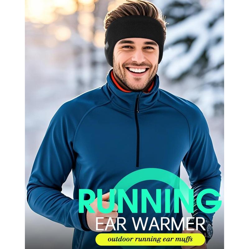 Double-Layer Ear Warmer Headband-Knit Fuzzy Lined Winter Ear Muff for Men Women Running Cycling Ear Covers