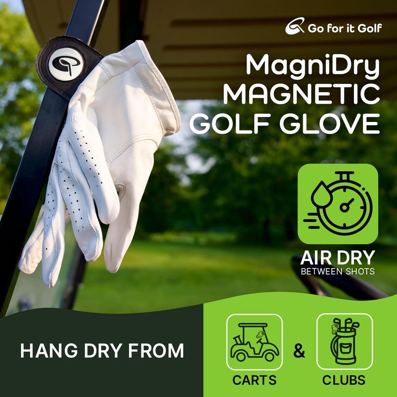 2-Pack Men's Golf Glove Left Hand with Magnetic Strap, Cabretta Leather Dry & Fresh Between Shots, Comfortable and Durable Design (2 Pack) golf gift