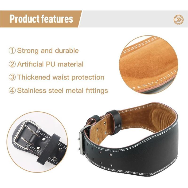 PU Leather Belt, 1 Count Adjustable Leather Belt with Padded Lumbar Back Support, Thickened Waist Protection Sports Belt for Fitness Gym, Gym Belt