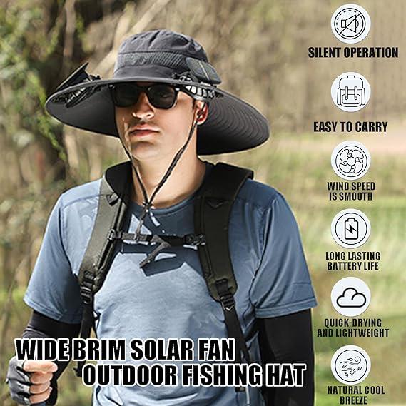 {Clearence Event} New Solar fan Outdoor Fishing Hat-Solar Panel Fan Hat Sun Protection Sun Hat With Fan Solar Fan Hats For Men-Solar & USB Charging Double Power Fans Outdoor Solar Panel Fan Hat fishinghats