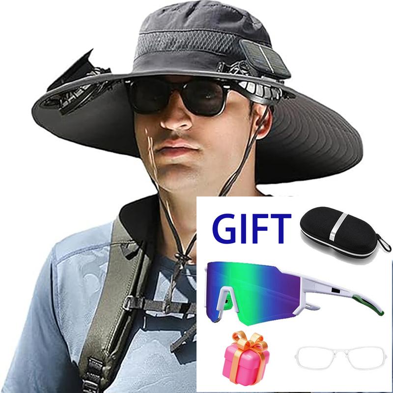 {Clearence Event} New Solar fan Outdoor Fishing Hat-Solar Panel Fan Hat Sun Protection Sun Hat With Fan Solar Fan Hats For Men-Solar & USB Charging Double Power Fans Outdoor Solar Panel Fan Hat fishinghats