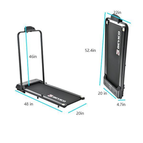 6.2MPH Foldable Walking Mat Treadmill with Handlebar Remote Control and Safety Lock for Bariatric and Obese Users-Under-Desk Design for Convenient Use