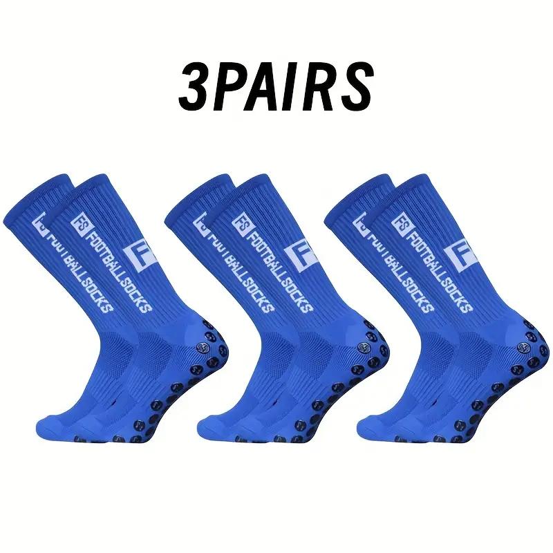 3pairs Men's Soccer Socks, Non-slip Football Socks, Breathable Wear-resistant Sport Socks For Basketball Running