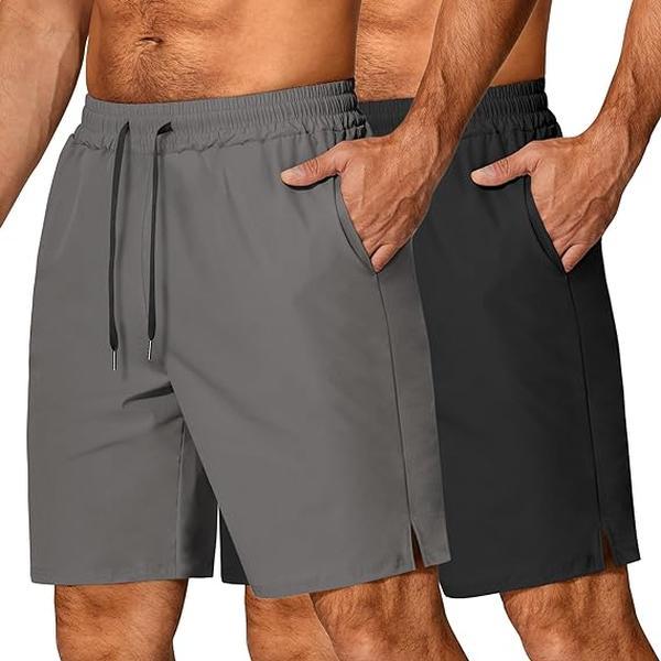 Men's Athletic Running Shorts 2 Pack Gym Workout Shorts Quick Dry Sports Training Shorts with Pocket jortsmen