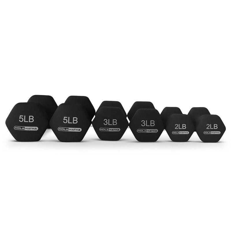 HolaHatha Neoprene Dumbbell Weight Set with Rack