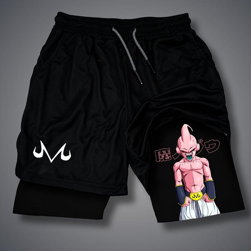 Men Shorts Anime Graphic Gym Shorts 2-in-1 Men Gym Shorts Summer Double Layer Sports Shorts with Inner Pocket Men Training Running Clothes Free shipping,Free delivery