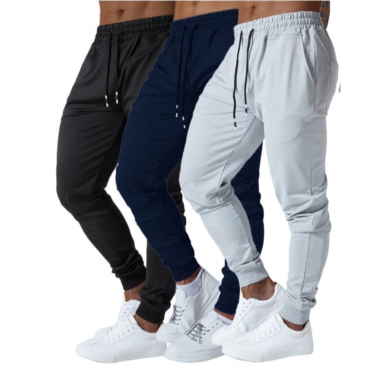 3pcs Ultra Elastic Mens Jogger Sweatpants with Deep Side Pockets for Gym Running Workout Athletic Bottom