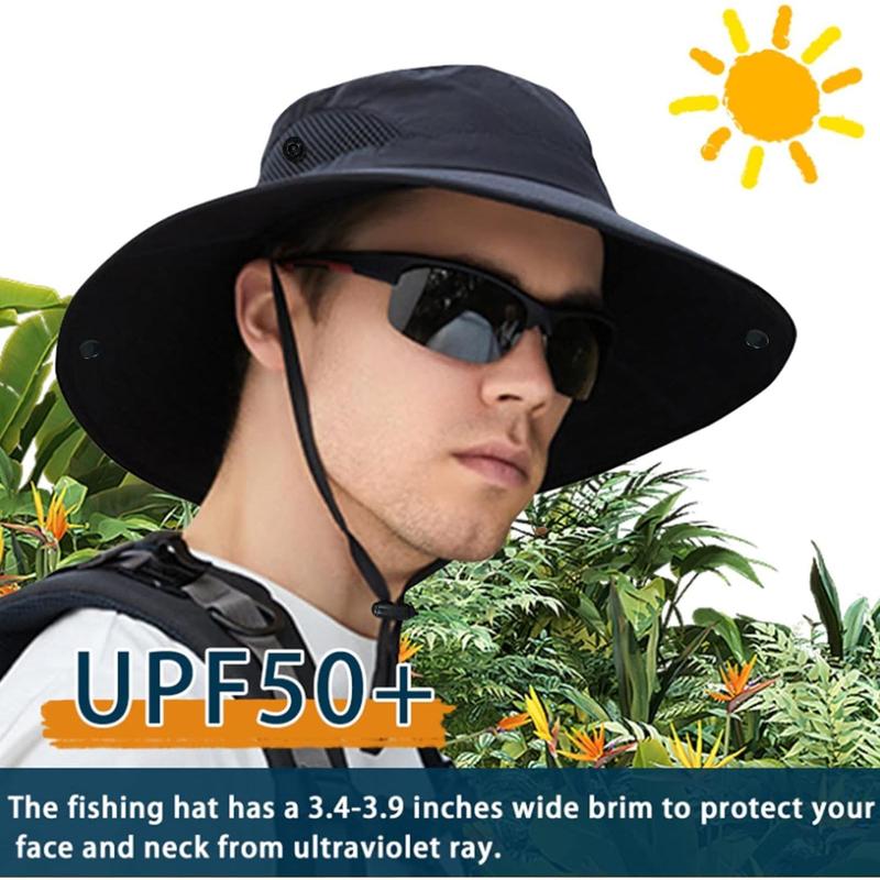 Sun Hats for Men Women, Wide Brim Bucket Hats UV Protection UPF50+ Waterproof Boonie Hats for Fishing Hiking Camping