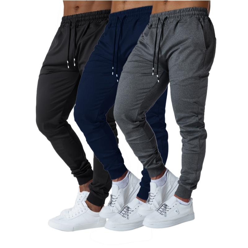 3pcs Ultra Elastic Mens Jogger Sweatpants with Deep Side Pockets for Gym Running Workout Athletic Bottom