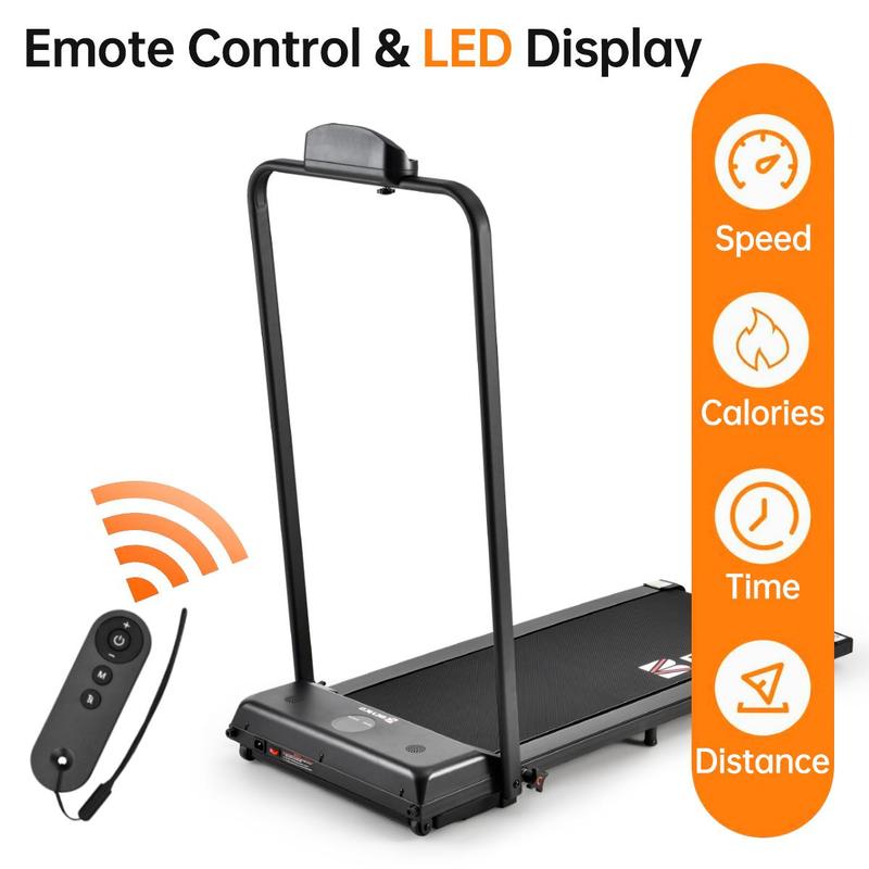 6.2MPH Foldable Walking Mat Treadmill with Handlebar Remote Control and Safety Lock for Bariatric and Obese Users-Under-Desk Design for Convenient Use