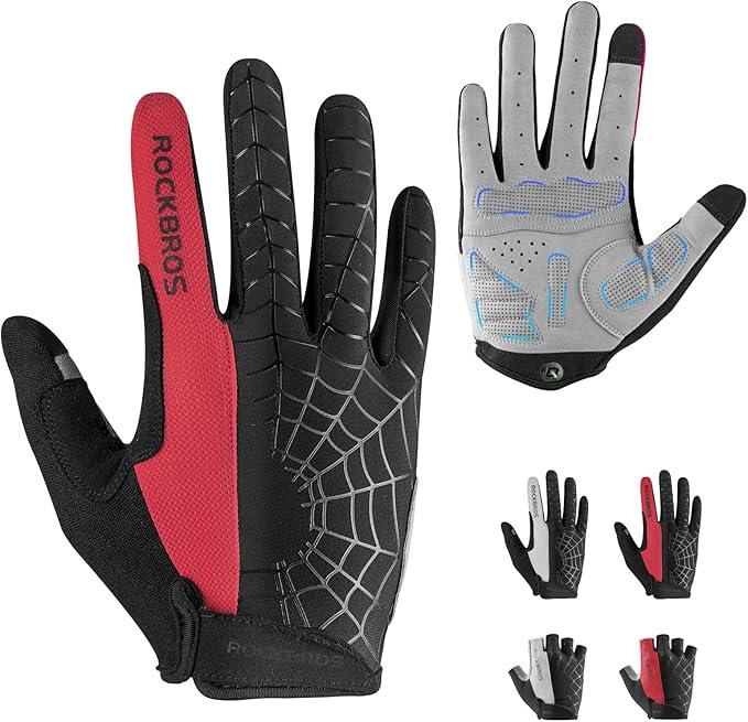 ROCKBROS Full Finger Gloves Touch Screen MTB Motorcycle Bicycle Cycling Gloves Touch Screen Anti-Slip MTB Gloves for Cycling Workout Outdoor Sports