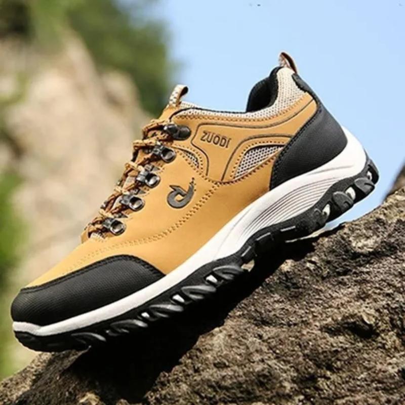 Men Casual Running Camping Shoes Leather Outdoor Sneakers Hiking Shoes Waterproof Non-slip Sport