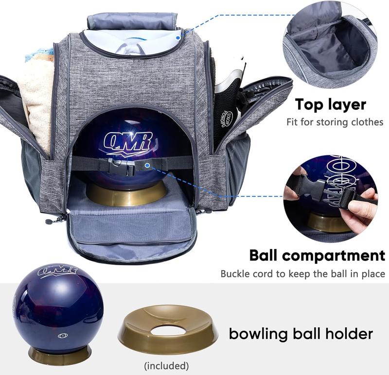 Bowling Ball Bag for Single Ball with Bowling Ball Cup and Microfiber Bowling Ball Polisher Bag - Bowling Ball Tote - Bowling Bag with Bowling Ball Holder - Bowling Gifts - Bowling Accessories