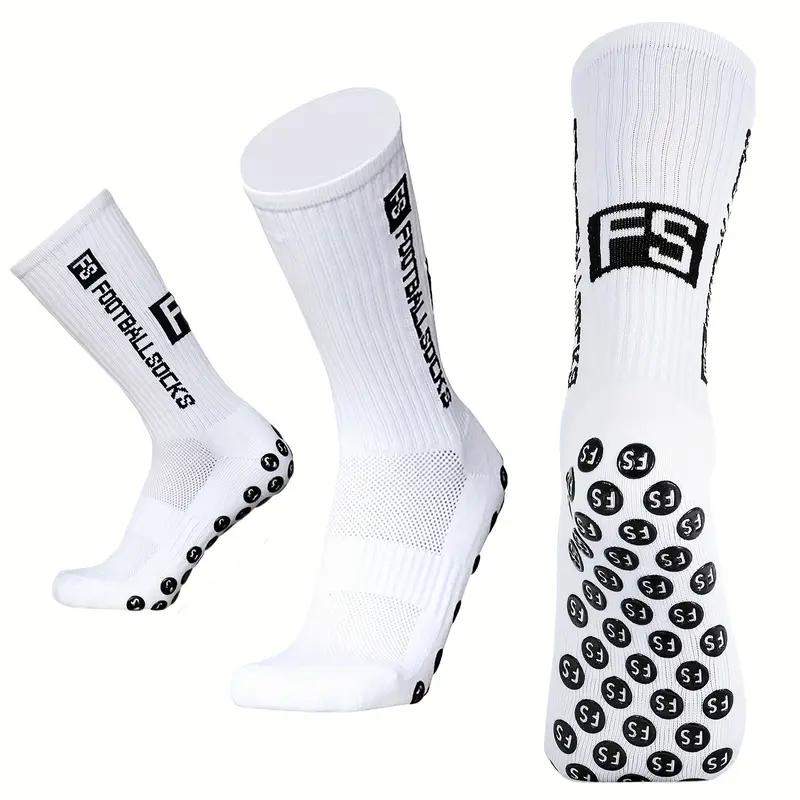 3pairs Men's Soccer Socks, Non-slip Football Socks, Breathable Wear-resistant Sport Socks For Basketball Running