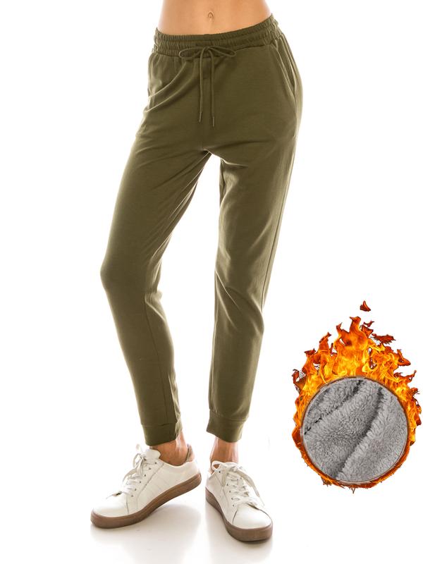 The12th Women's Soft Fleece Pockets Drawstring Jogger Elastic Waist Premium Warm Track Breathable Comfortable Sweatpants